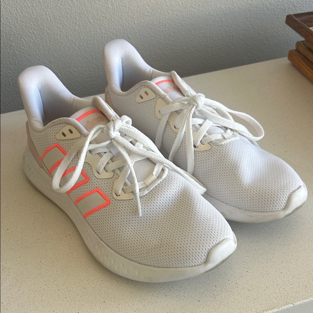 Adidas White Sneakers with Pink Highlights Size 8.5